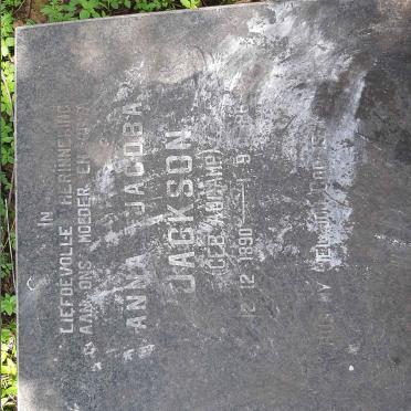 JACKSON Anna Jacoba nee AUCAMP 1890-1986