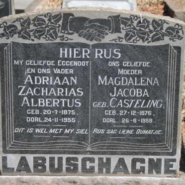 LABUSCHAGNE Adriaan Zacharias Albertus 1875-1955 & Magdalena Jacoba CASTELING 1876-1958