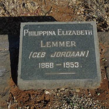 LEMMER Philippina Elizabeth nee JORDAAN 1868-1953
