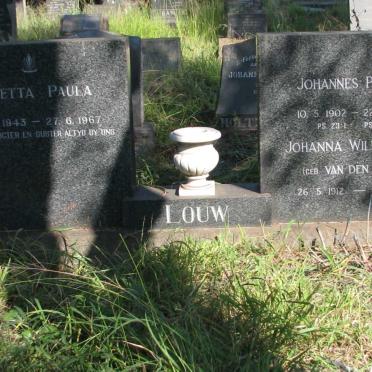 LOUW Johannes Paulus 1902-1989 &amp; Johanna Wilhelmina VAN DEN DOOL 1912-1996