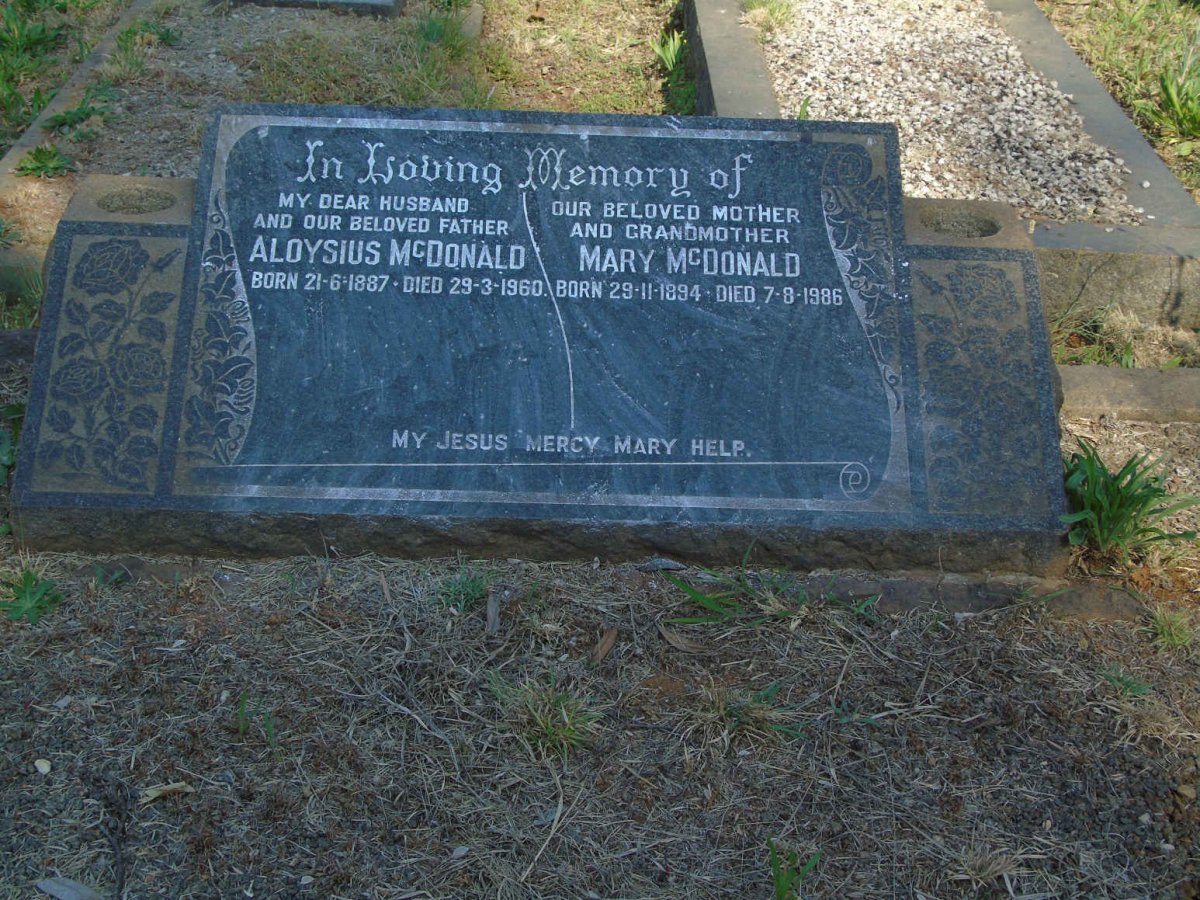 MCDONALD Aloysius 1887-1960 &amp; Mary 1894-1986