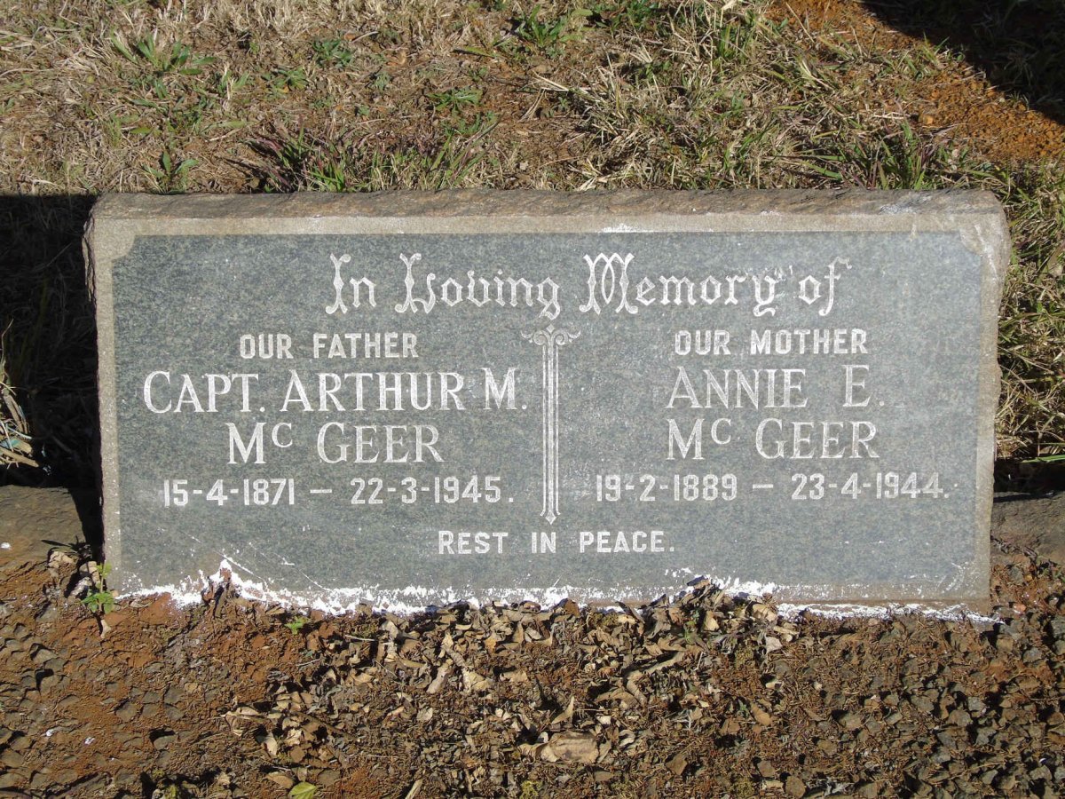 McGEER Arthur M. 1871-1945 &amp; Annie E. 1889-1944
