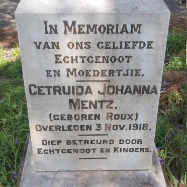 MENTZ Gertruida Johanna nee ROUX -1918