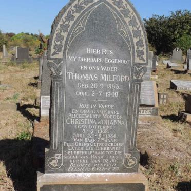 MILFORD Thomas 1863-1940 &amp; Christina Johanna, nee LOTTERING 1862-1954