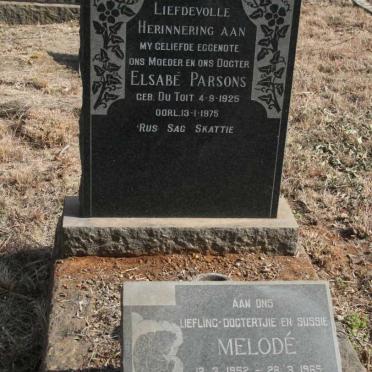 PARSONS Elsebe nee DU TOIT 1925-1975 :: PARSONS Melode 1952-1965