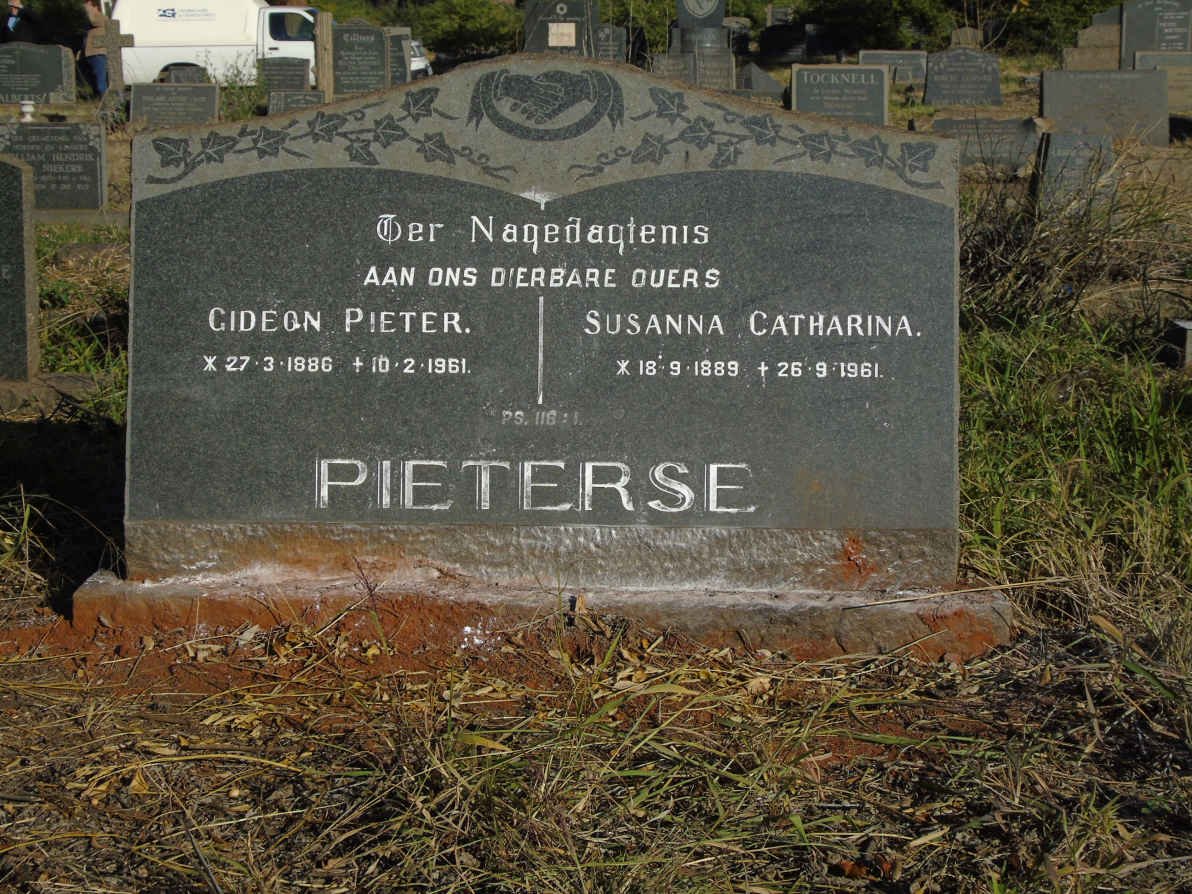PIETERSE Gideon Pieter 1886-1961 &amp; Susanna Catharina 1889-1961