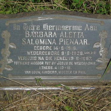 PIENAAR Barbara Aletta Salomina 1918-1957