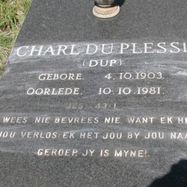 PLESSIS Charl, du 1903-1981 