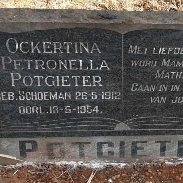 POTGIETER Ockertina Petronella nee SCHOEMAN 1912-1954