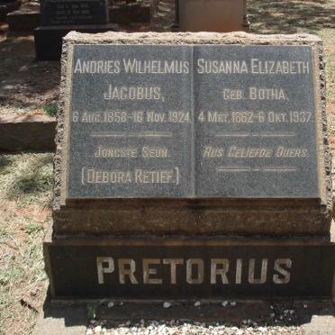 PRETORIUS Andries Wilhelmus Jacobus 1858-1924 &amp; Susanna Elizabeth BOTHA 1862-1937 :: PRETORIUS Debora Retief