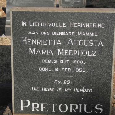 PRETORIUS Henrietta Augusta Maria Meerholz 1903-1955