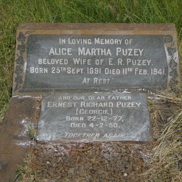 PUZEY Ernest Richard 1877-1950 & Alice Martha 1891-1941