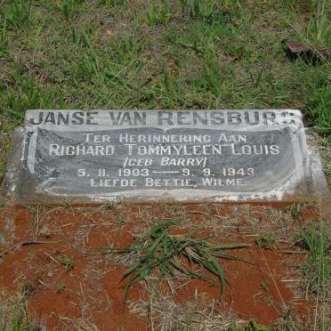 RENSBURG Richard Tommyleen Louis, Janse van nee BARRY 1903-1943