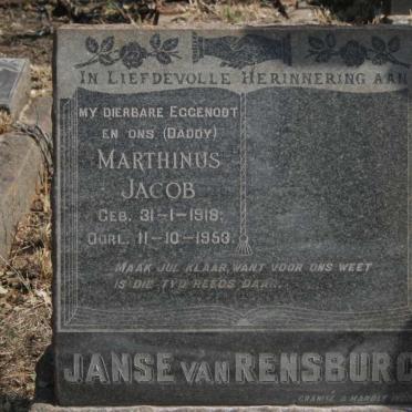 RENSBURG Marthinus Jacob, Janse van 1918-1953