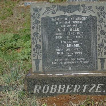 ROBBERTZE A.J. 1899-1949 & J.L. 1903-1999