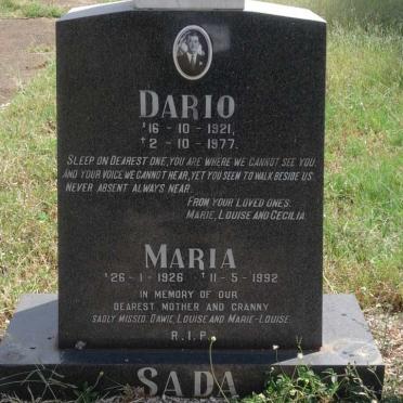 SADA Dario 1921-1977 &amp; Maria 1926-1992