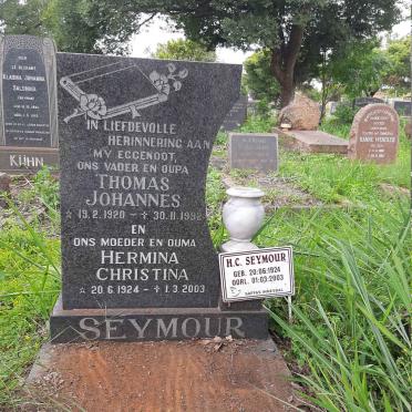 SEYMOUR Thomas Johannes 1920-1992 &amp; Hermina Christina 1924-2003
