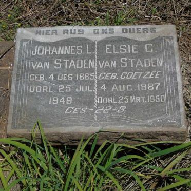 STADEN Johannes L., van 1885-1949 & Elsie C. COETZEE 1887-1950