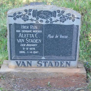 STADEN Aletta C., van nee BOSHOFF 1879-1947