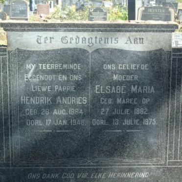 TOIT Hendrik Andries, du 1884-1948 & Elsabe Maria MAREE 1882-1975