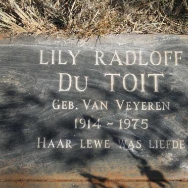 TOIT Lily Radloff, du nee VAN VEYEREN 1914-1975