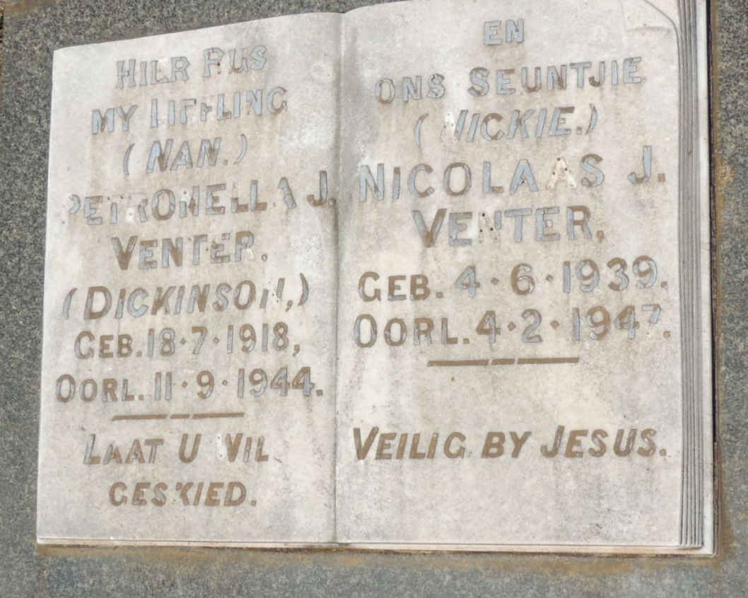VENTER Petronella J. 1918-1944 :: VENTER Nicolaas J. 1939-1947