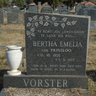 VORSTER Bertha Emelia nee PRINSLOO 1955-1977