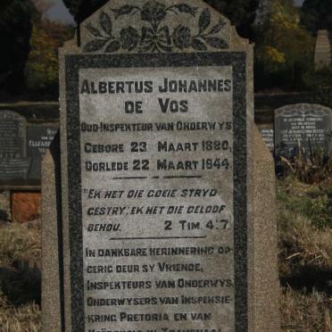VOS Albertus Johannes, de 1880-1944
