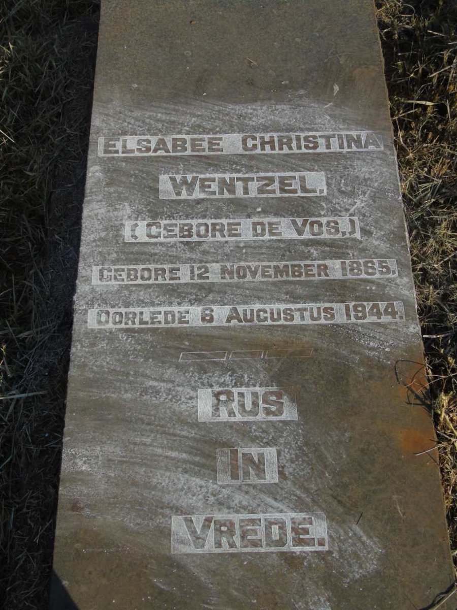 WENTZEL Elsabee Christina nee VOS 1885-1944