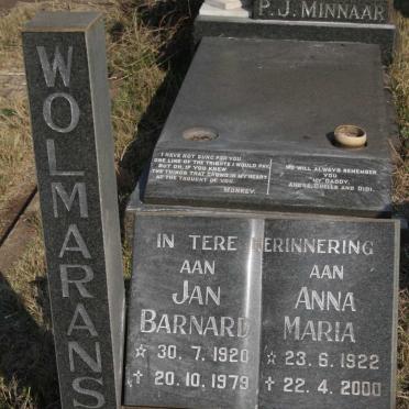 WOLMARANS Jan Barnard 1920-1979 &amp; Anna Maria 1922-2000