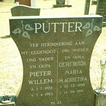 PUTTER Pieter Willem 1928-1983 &amp; Gertruida Maria Magrietha 1930-1991