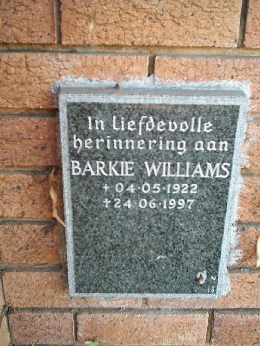 WILLIAMS Barkie 1922-1997