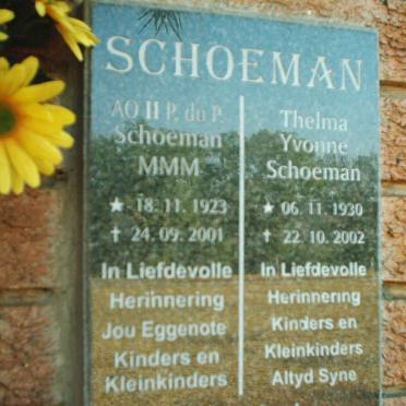 SCHOEMAN P.du P. 1923-2001 &amp; Thelma Yvonne 1930-2002