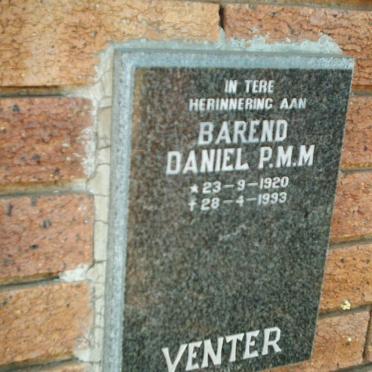 VENTER Barend Daniel 1920-1993