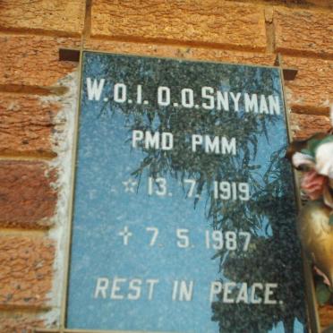 SNYMAN O.O. 1919-1987