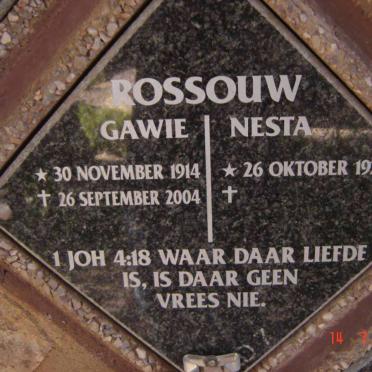 ROSSOUW Gawie 1914-2004 &amp; Nesta 1921-