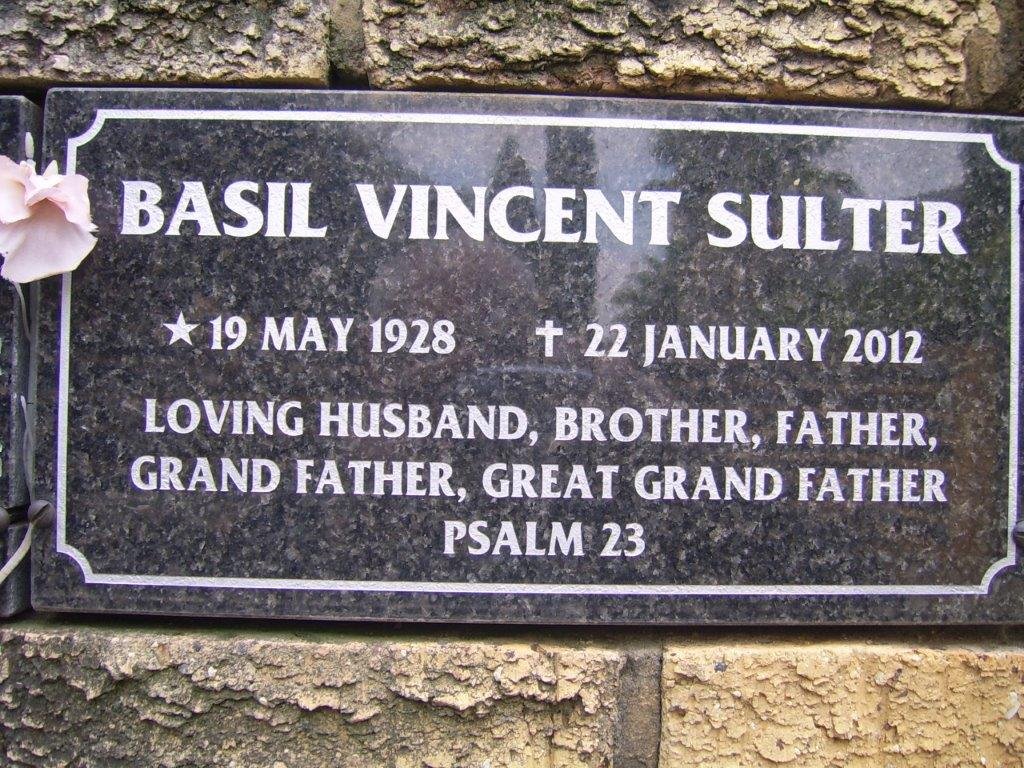 SULTER Basil Vincent 1928-2012
