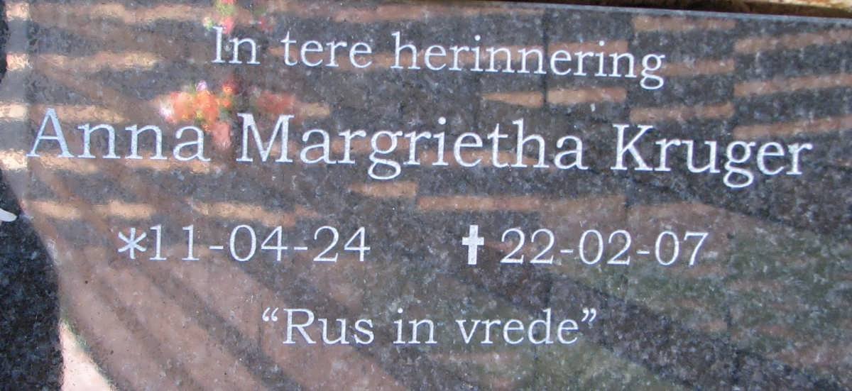 KRUGER Anna Margrietha 1924-2007