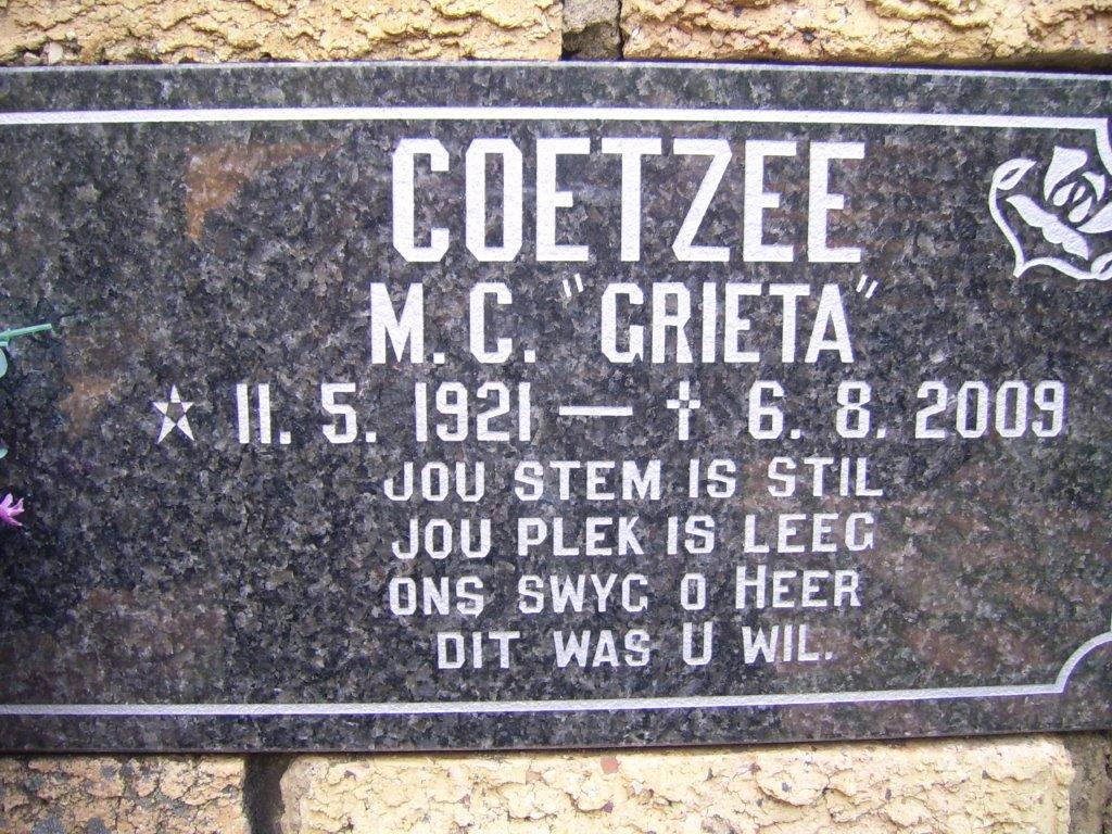 COETZEE M.C. 1921-2009