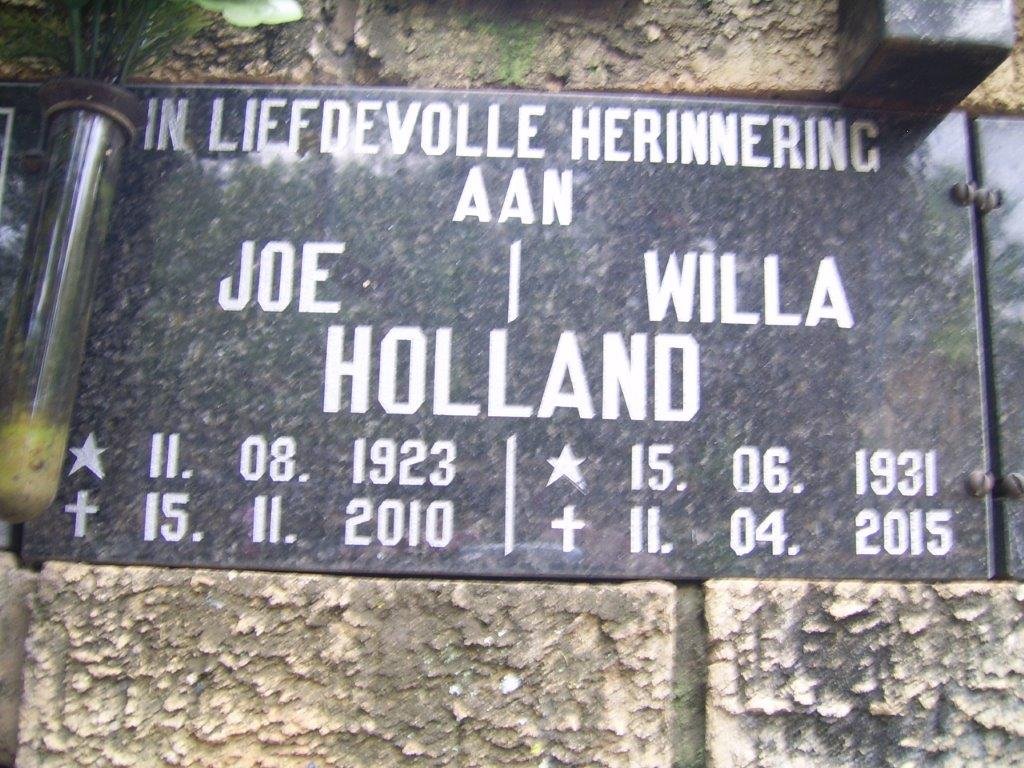 HOLLAND Joe 1923-2010 &amp; Willa 1931-2015