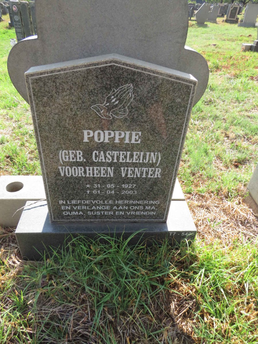 ? Poppie voorheen VENTER nee CASTELEIJN 1927-2003