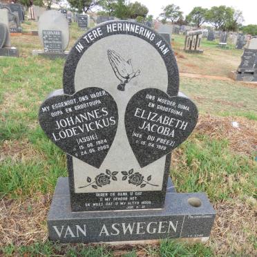 ASWEGEN Johannes Lodevickus, van 1924-2003 & Elizabeth Jacoba DU PREEZ 1928-