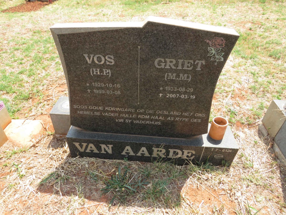 AARDE H.P., van 1929-1999 & M.M. 1933-2007