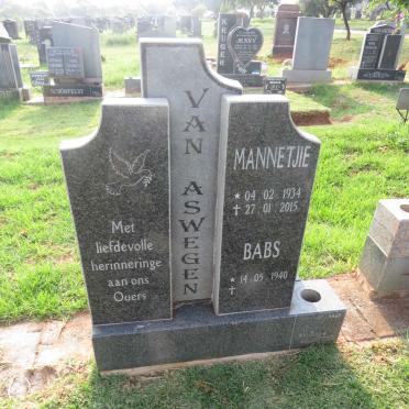 ASWEGEN Mannetjie, van 1934-2015 & Babs 1940-