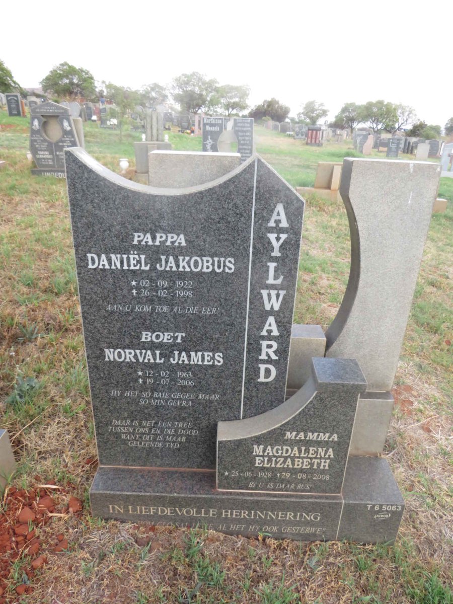 AYLWARD Daniel Jacobus 1922-1998 & Magdalena Elizabeth 1928-2008 :: AYLWARD Norval James 1963-2006