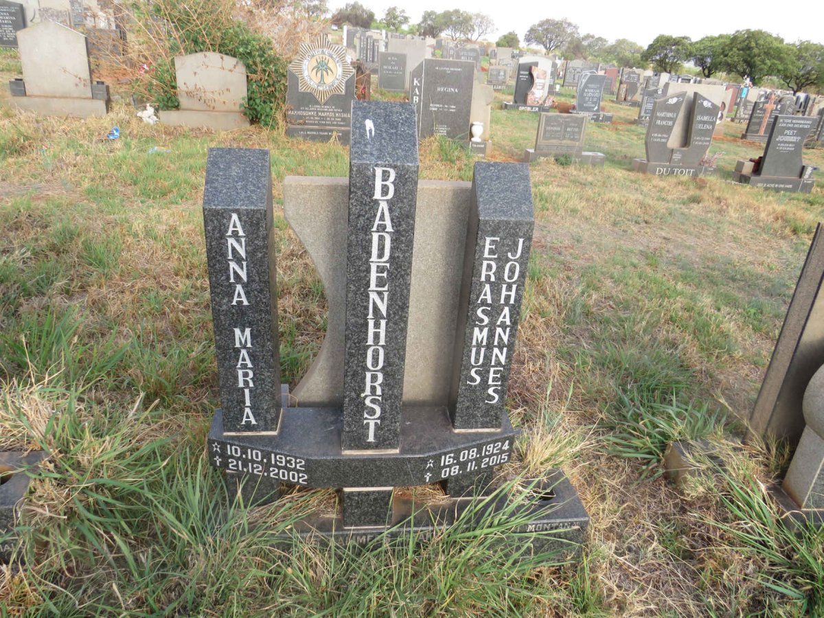 BADENHORST Erasmus Johannes 1924-2015 & Anna Maria 1932-2002