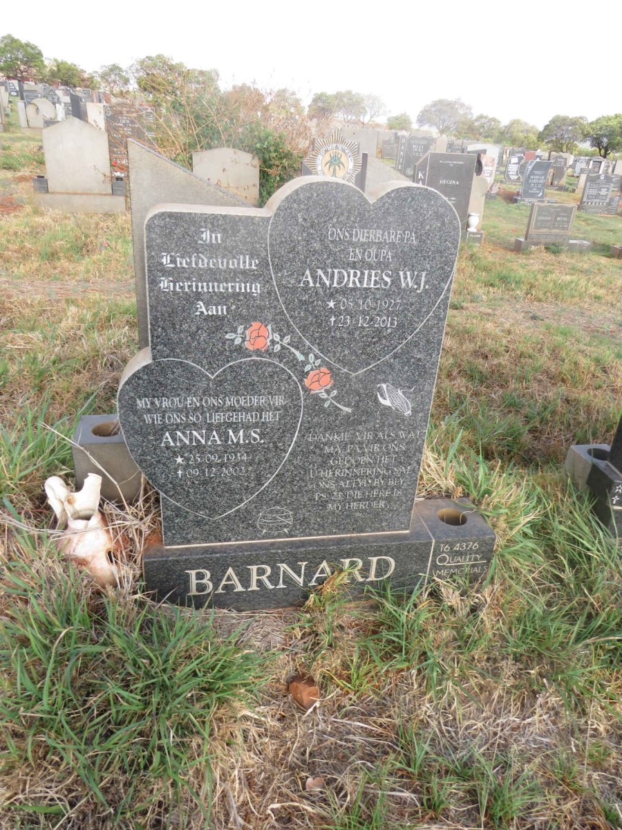 BARNARD Andries W.J. 1927-2013 & Anna M.S. 1934-2002
