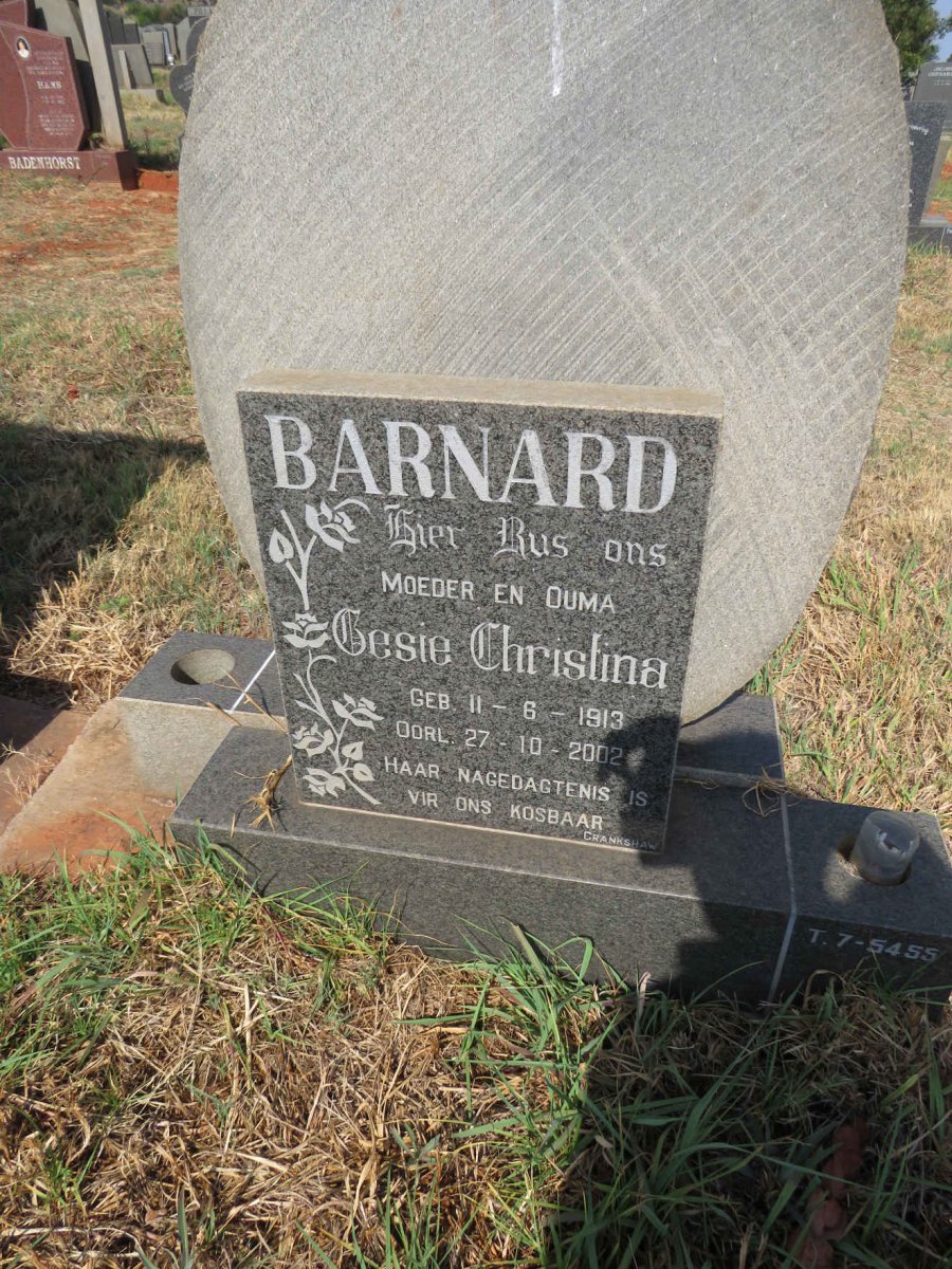 BARNARD Gesie Christina 1913-2002