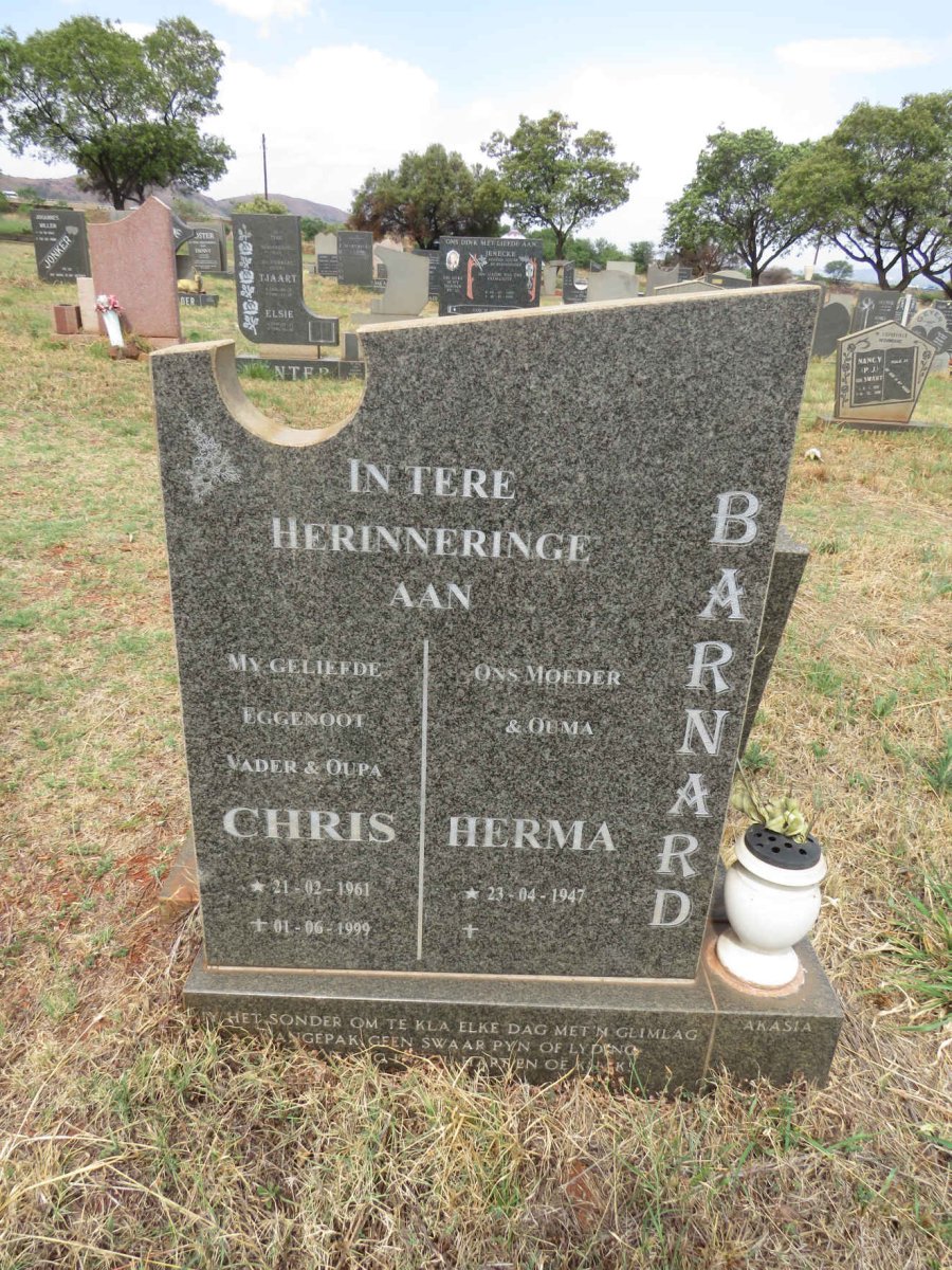 BARNARD Herma 1947- :: BARNARD Chris 1961-1999