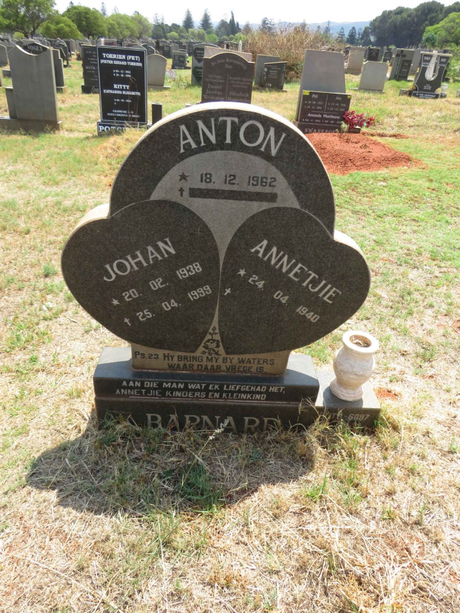 BARNARD Johan 1938-1999 & Annetjie 1940- :: BARNARD Anton 1962-
